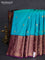 Bangalori silk saree teal green and purple with zari woven buttas and long zari woven border