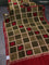 Chanderi silk cotton saree sap green sandal and kumkum red with allover geometric prints & mirror work and woven border