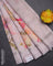 Chanderi silk cotton saree baby pink with allover floral digital prints and thread & zari woven border