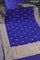 Banarasi semi katan silk saree blue with zari woven buttas and rich zari woven border