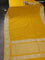 Banarasi semi katan silk saree yellow with silver zari woven buttas and rich zari woven border