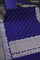 Banarasi semi katan silk saree navy blue with zari woven buttas and zari woven border
