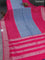 Banarasi semi crepe saree peacock blue and pink with zari woven brocade weaves and long zari woven checked kborder