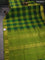 10 Yards silk cotton saree green and light green with allover paalum pazhamum checks & zari buttas and temple & annam zari woven border
