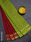 10 Yards poly cotton saree maroon and light green with plain body and rettapet zari woven border