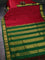 10 yards silk saree maroon and green with palin body and temple design zari woven border