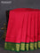10 yards silk saree dark pink and green with plain body and zari woven korvai border