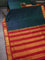 10 yards silk saree dual shade of greenis h blue and maroon with plain body and temple design zari woven border
