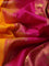 10 yards silk saree mango yellow and pink with plain body and zari woven korvai border