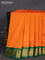10 yards silk saree mango yellow and green with plain body and zari woven korvai border