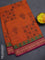 Chettinad cotton saree orange and dark pink with allover block prints and thread woven border