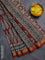 Chanderi bagru saree maroon and cream with allover prints and maheswari border