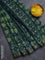 Chanderi bagru saree peacock green with allover prints and mageshwari border