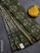 Chanderi bagru saree cream sap green and black with allover geometric prints and mageshwari border
