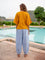 Set of 2 - Mustard Cotton Slub Short Top & Lantern Pants Set