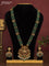 Jadau beaded haaram lakshmi pendant with jadau kemp stones and pearl & green beads hanging