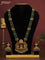 Jadau beaded haaram lakshmi pendant with jadau kemp stones and pearl & green beads hanging