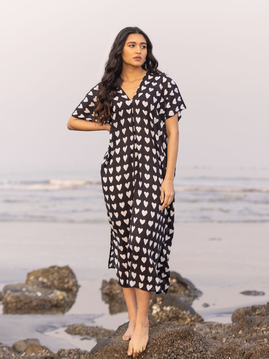 Maya Memsaab Black Modal Kaftan Dress