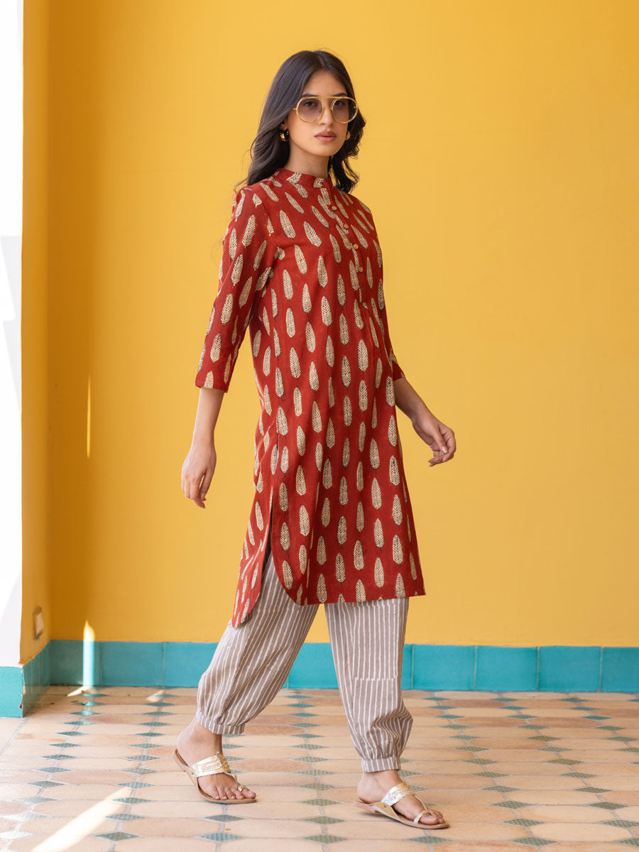 Set of 2 - Nitya Bagru Block Printed Kurta and Lantern Pants