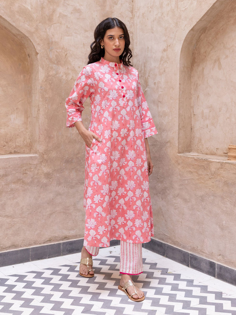 Set of 2 - Moh Long Black Kurta and Palazzo - Pinklay