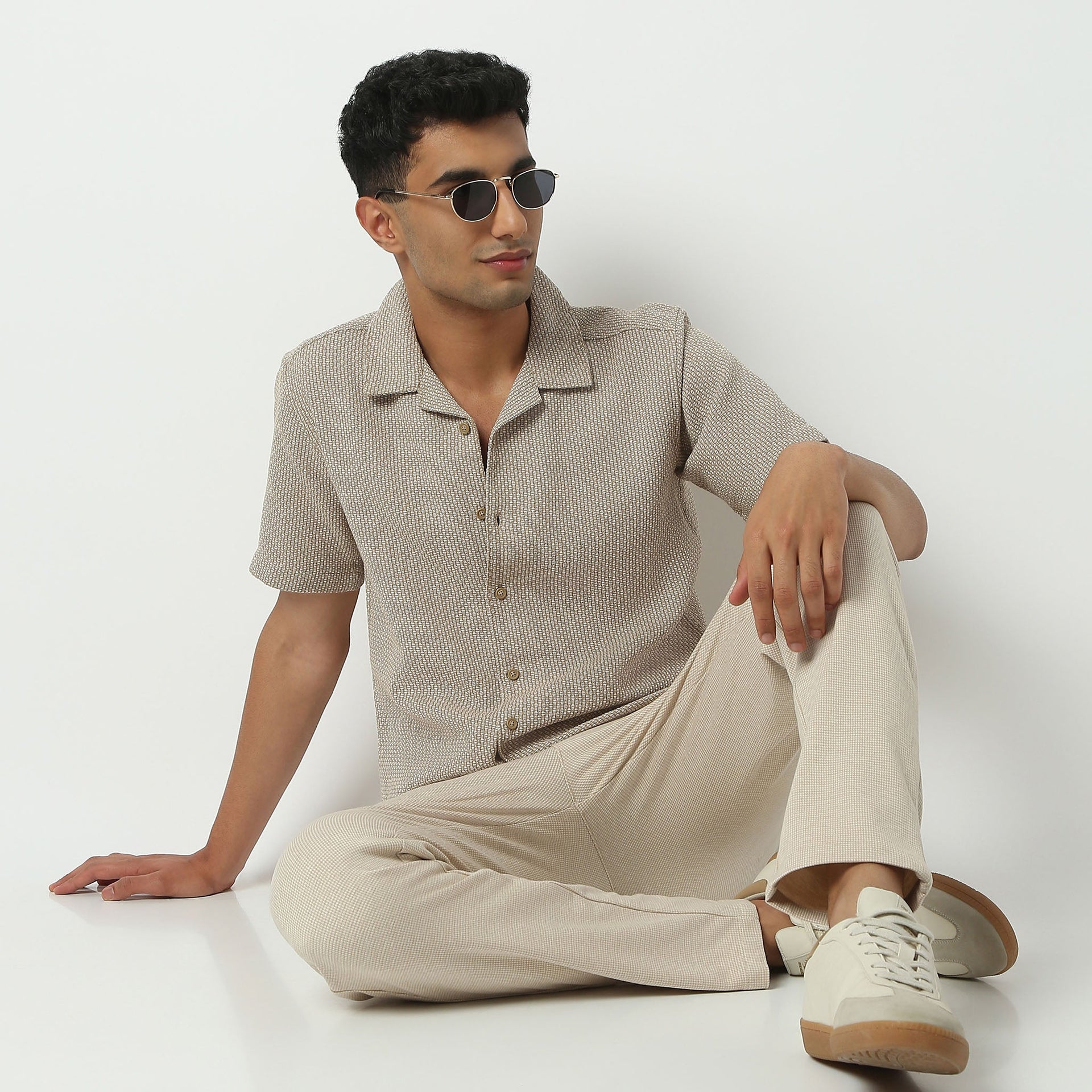 Camp Collar Half Sleeve Solid Structured Mood Shirt