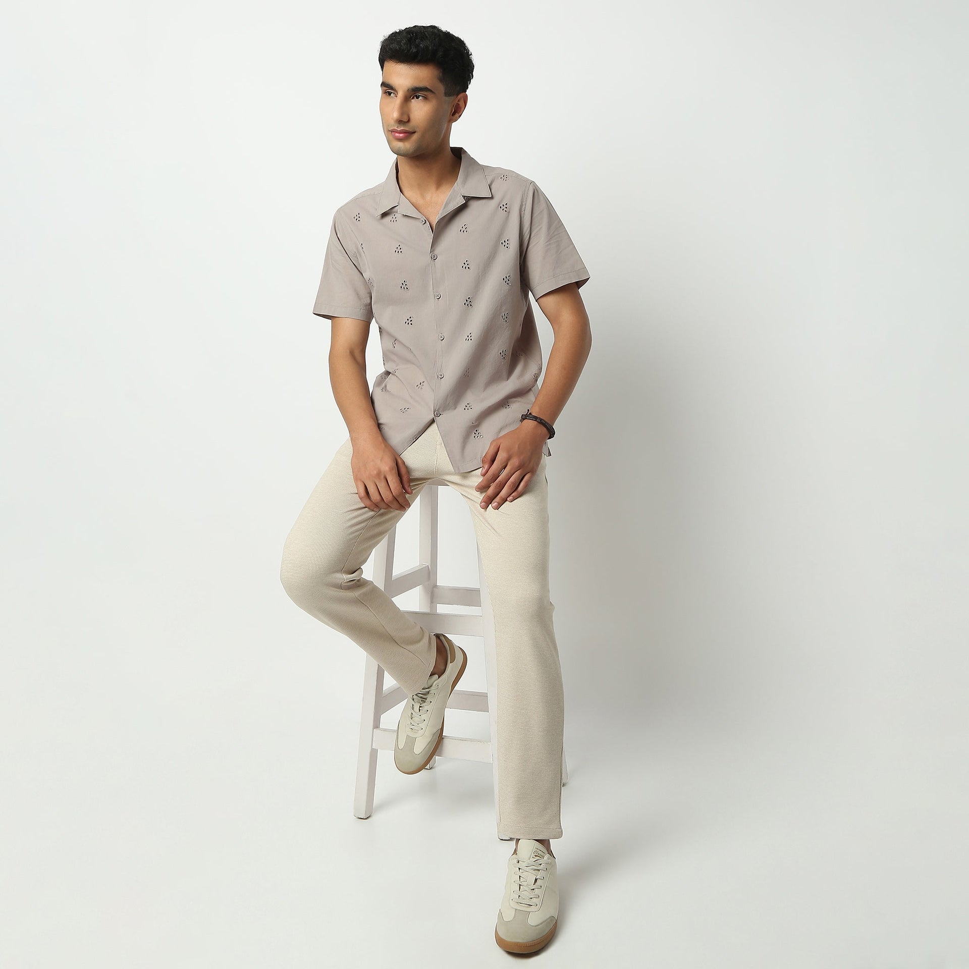 Camp Collar Half Sleeve Solid Mood Shirt