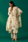 White Floral Printed Mock Layered Chanderi Kurta, Pants and Dupatta Set