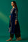 Blue Embroidered Anarkali Velvet Kurta with Salwar and Dupatta Set