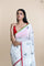 Suta Women White Ethnic Motifs Motif Printed Cotton Saree