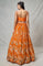 Orange Silk Lehenga with Floral Print & Hand-Thread Embroidery