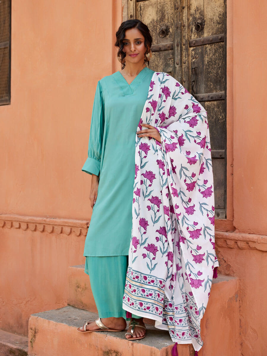 Set of 3 - Uma Modal Kurta, Palazzo and Dupatta