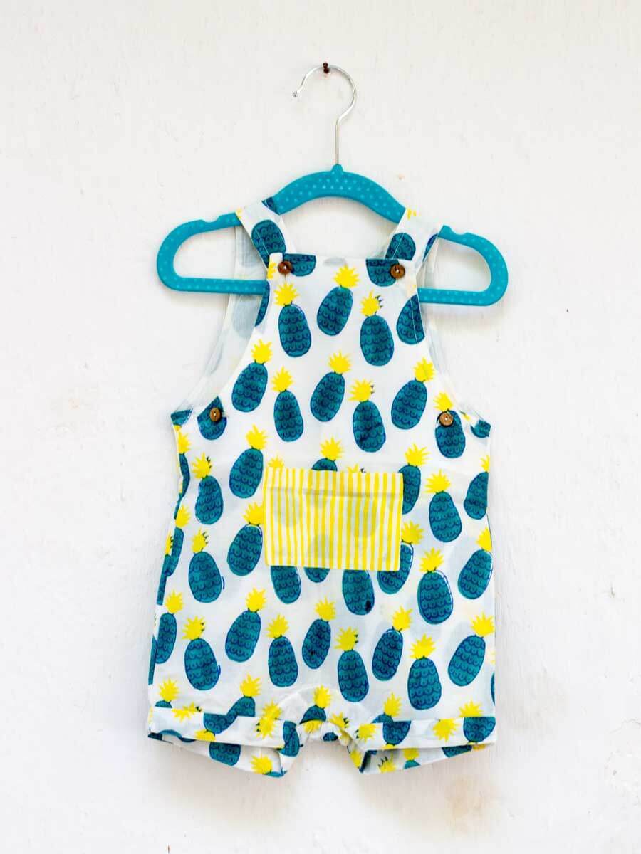 Sunshine Blast Organic Cotton Block Printed Dungarees