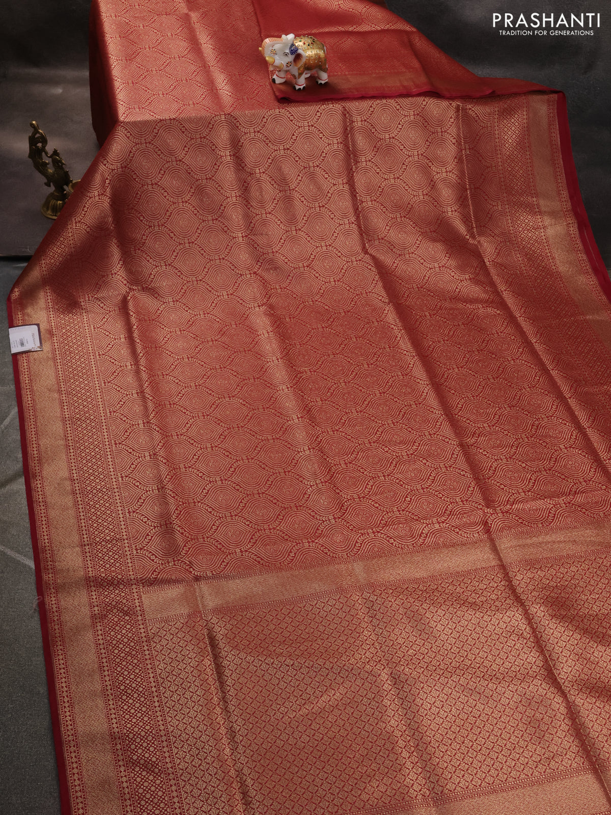 Banarasi semi katan saree maroon with allover thread & zari woven brocade weaves and woven border