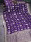 Banarasi silk saree violet with allover zari woven jaal weaves and gotapatti work border