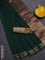 Bengal soft cotton saree green and yellow with plain body and zari woven border