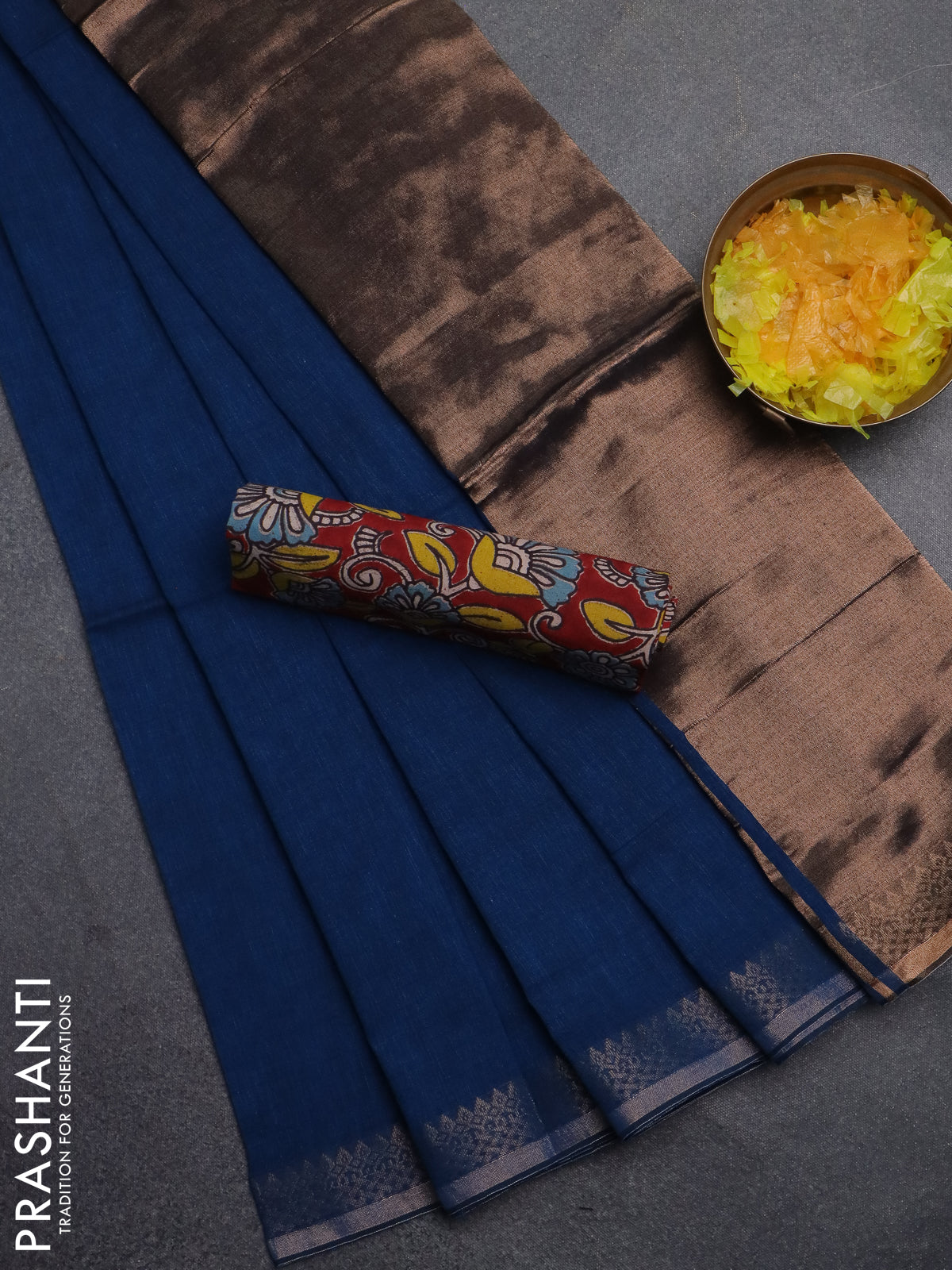 Bengal soft cotton saree peacock blue and maroon with plain body and zari woven border