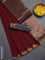 Bengal soft cotton saree maroon and blue with plain body and zari woven border