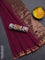 Bengal soft cotton saree dark magenta pink and violet with plain body and zari woven border