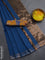 Bengal soft cotton saree cs blue and mustard yellow with plain body and zari woven border