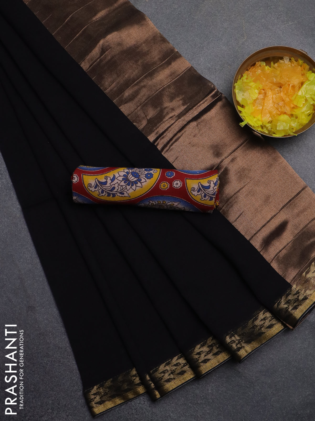 Bengal soft cotton saree black and maroon with plain body and zari woven border