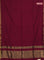 Bengal soft cotton saree dark magenat pink and blue with plain body and zari woven border