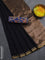 Bengal soft cotton saree black and blue with plain body and zari woven border