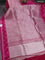 Banarasi katan silk saree pink with allover silver zari woven brocade weaves and zari woven butta border