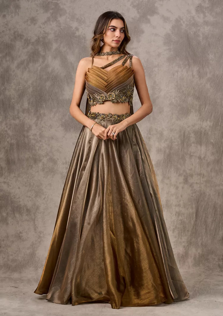 Jimmy Choo Fabric Lehenga with Designer Blouse & Fancy Choker Dupatta | 7-Meter Flare