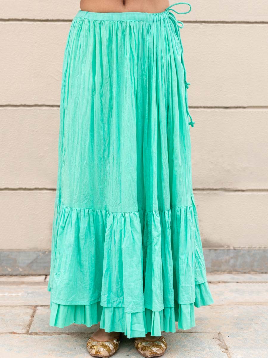 Turquoise Crinkled Skirt