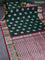 Venkatagiri silk saree dark green and maroon with silver zari woven buttas and silver zari woven paithani border