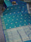 Banarasi katan silk saree dual shade of greenish blue with zari woven buttas and zari woven border