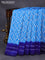 Pochampally silk saree cs blue and blue with allover ikat weaves and simple border