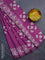 Batik cotton saree mild purple with allover sequin work & batik butta prints and printed lace work border