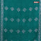 Batik cotton saree teal blue with allover sequin work & batik butta prints and printed lace work border